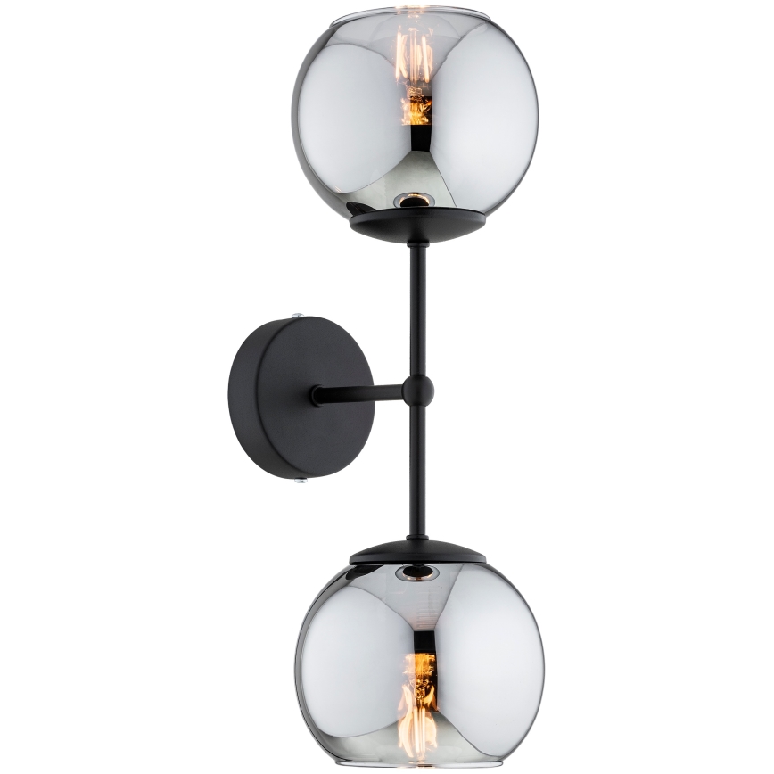 Brilagi - Επιτοίχιο φωτιστικό DIOR 2xE27/60W/230V μαύρο/καπνιστό γκρι