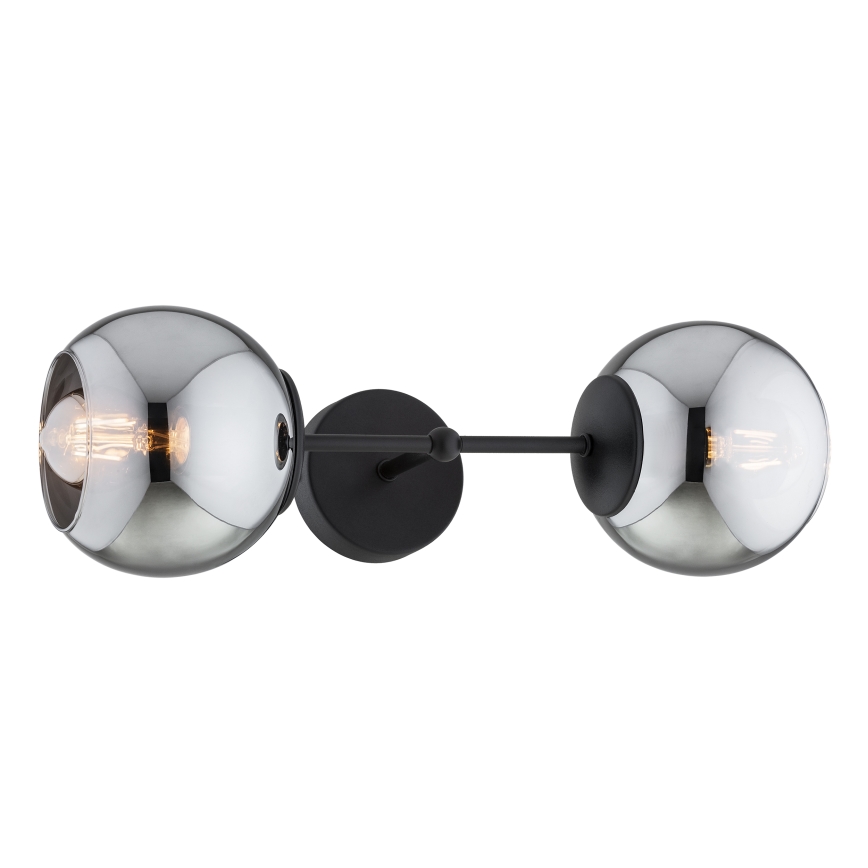 Brilagi - Επιτοίχιο φωτιστικό DIOR 2xE27/60W/230V μαύρο/καπνιστό γκρι