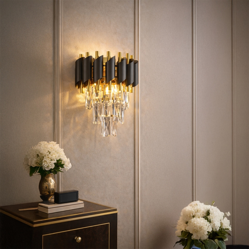 Brilagi - Επιτοίχιο φωτιστικό ECLIPSE 2xE14/10W/230V μαύρο/χρυσό