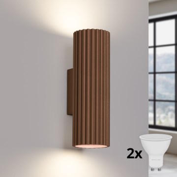 Brilagi - Επιτοίχιο φωτιστικό LED CRESTO 2xGU10/10W/230V 20 cm καφέ