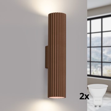 Brilagi - Επιτοίχιο φωτιστικό LED CRESTO 2xGU10/10W/230V 30 cm καφέ