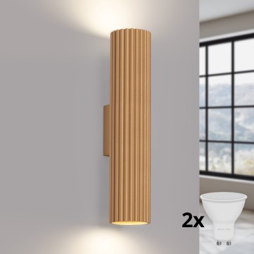 Brilagi - Επιτοίχιο φωτιστικό LED CRESTO 2xGU10/10W/230V 30 cm χρυσό