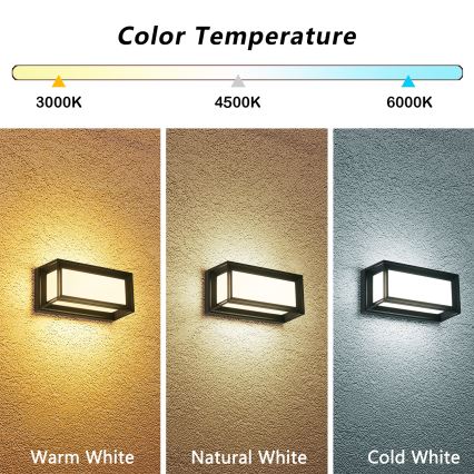 Brilagi - Επιτοίχιο εξωτερικό φωτιστικό LED PARKER LED/12W/230V 3000/4500/6000K μαύρο IP44