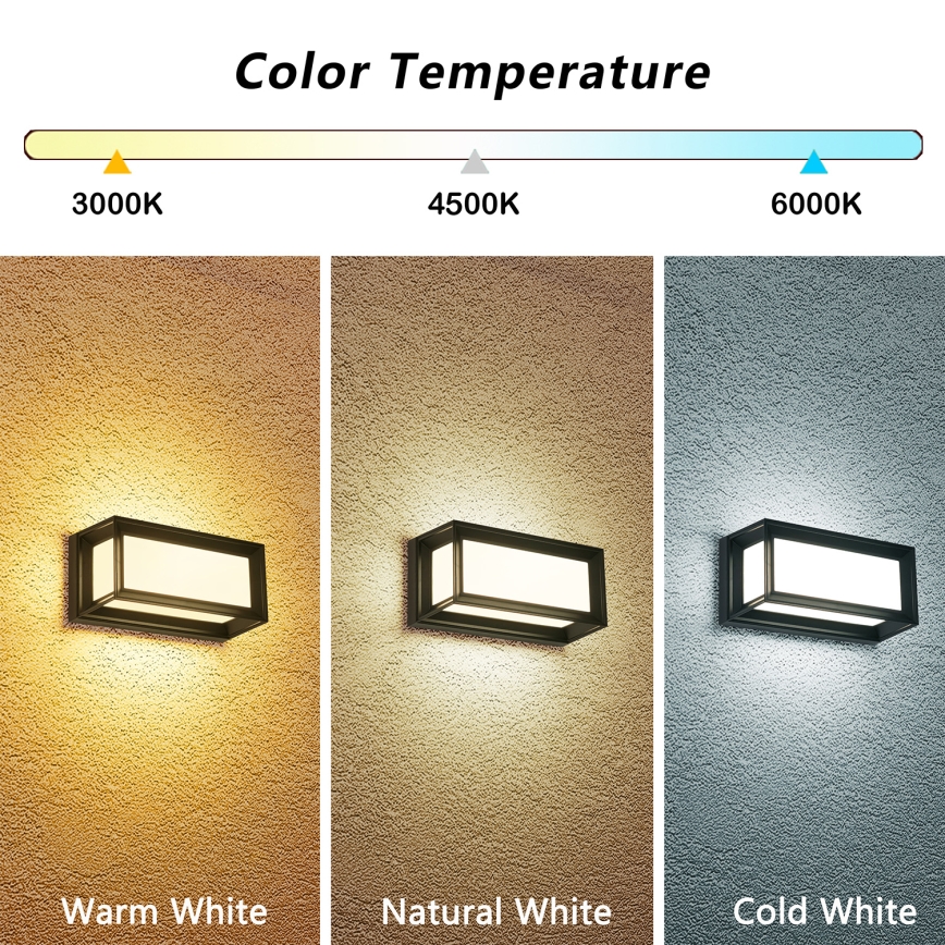 Brilagi - Επιτοίχιο εξωτερικό φωτιστικό LED PARKER LED/12W/230V 3000/4500/6000K μαύρο IP44