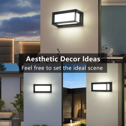 Brilagi - Επιτοίχιο εξωτερικό φωτιστικό LED PARKER LED/12W/230V 3000/4500/6000K μαύρο IP44