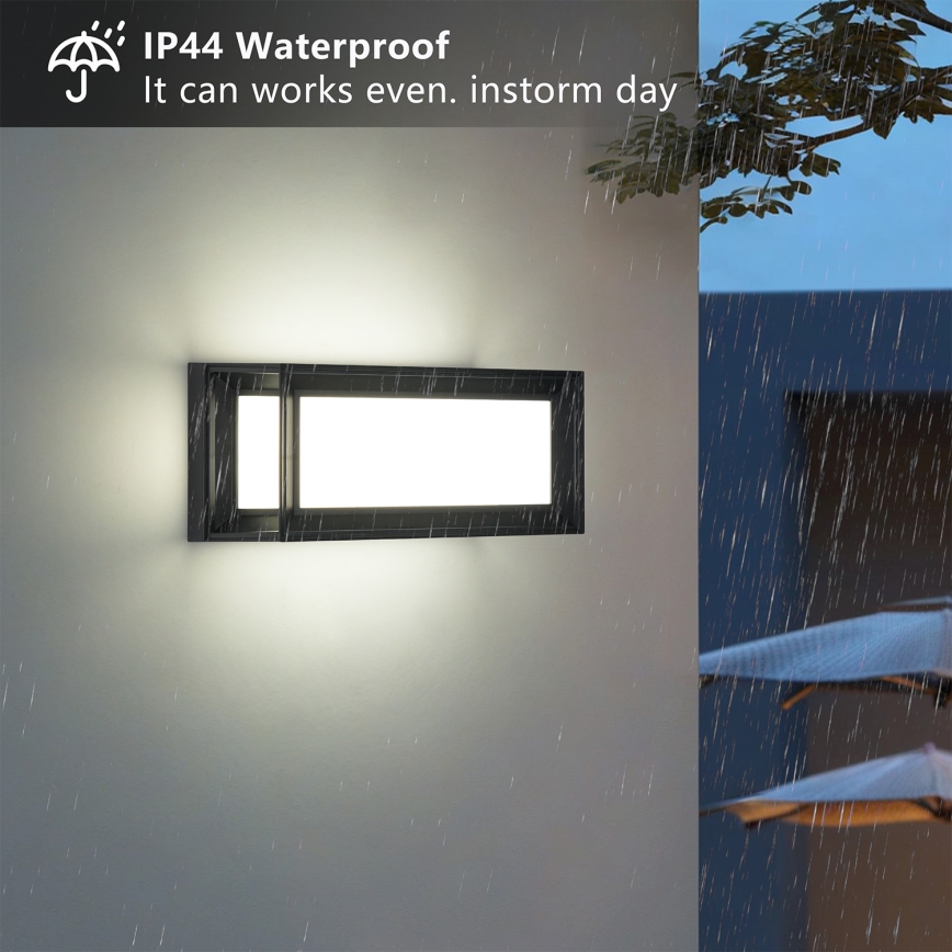 Brilagi - Επιτοίχιο εξωτερικό φωτιστικό LED PARKER LED/12W/230V 3000/4500/6000K μαύρο IP44