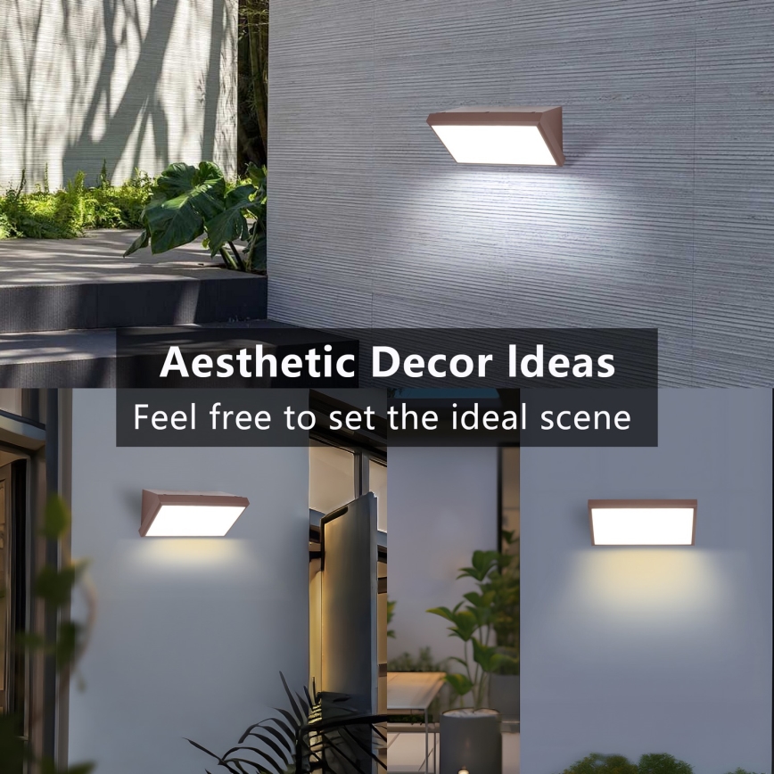 Brilagi - Εξωτερικό επιτοίχιο φωτιστικό LED TRIANGLE/20W/230V 3000/4000/6500K καφέ IP65