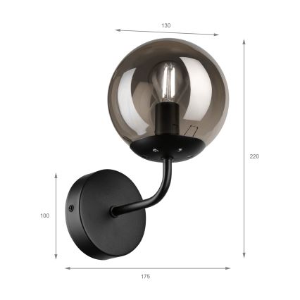 Brilagi - Επιτοίχιο φωτιστικό MALIVA 1xE14/15W/230V μαύρο/καπνιστό