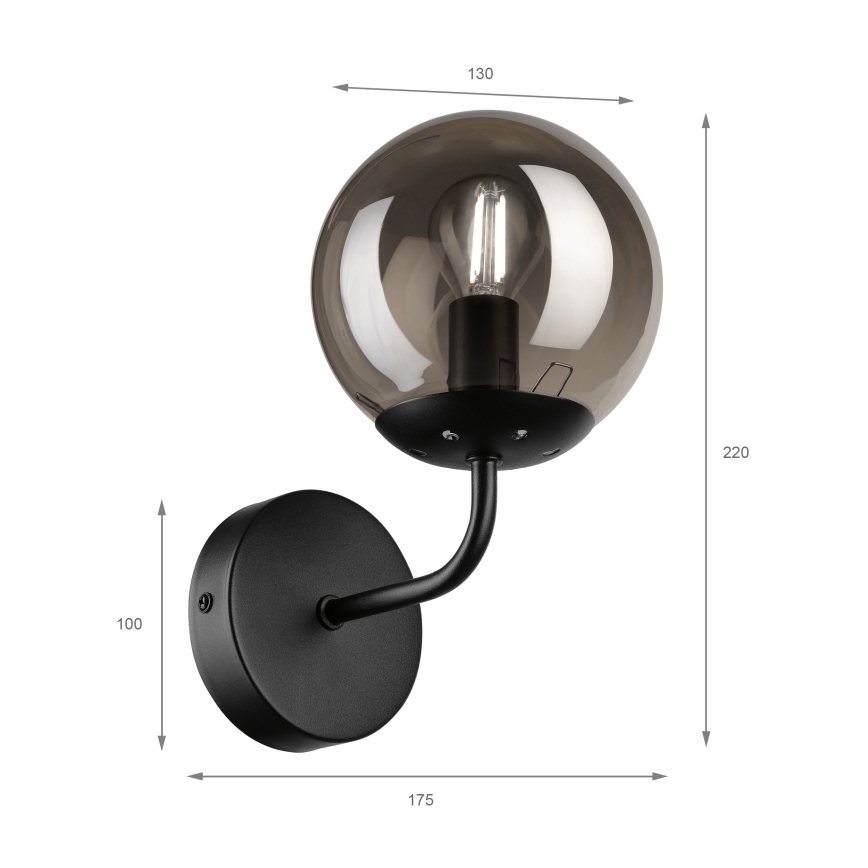 Brilagi - Επιτοίχιο φωτιστικό MALIVA 1xE14/15W/230V μαύρο/καπνιστό