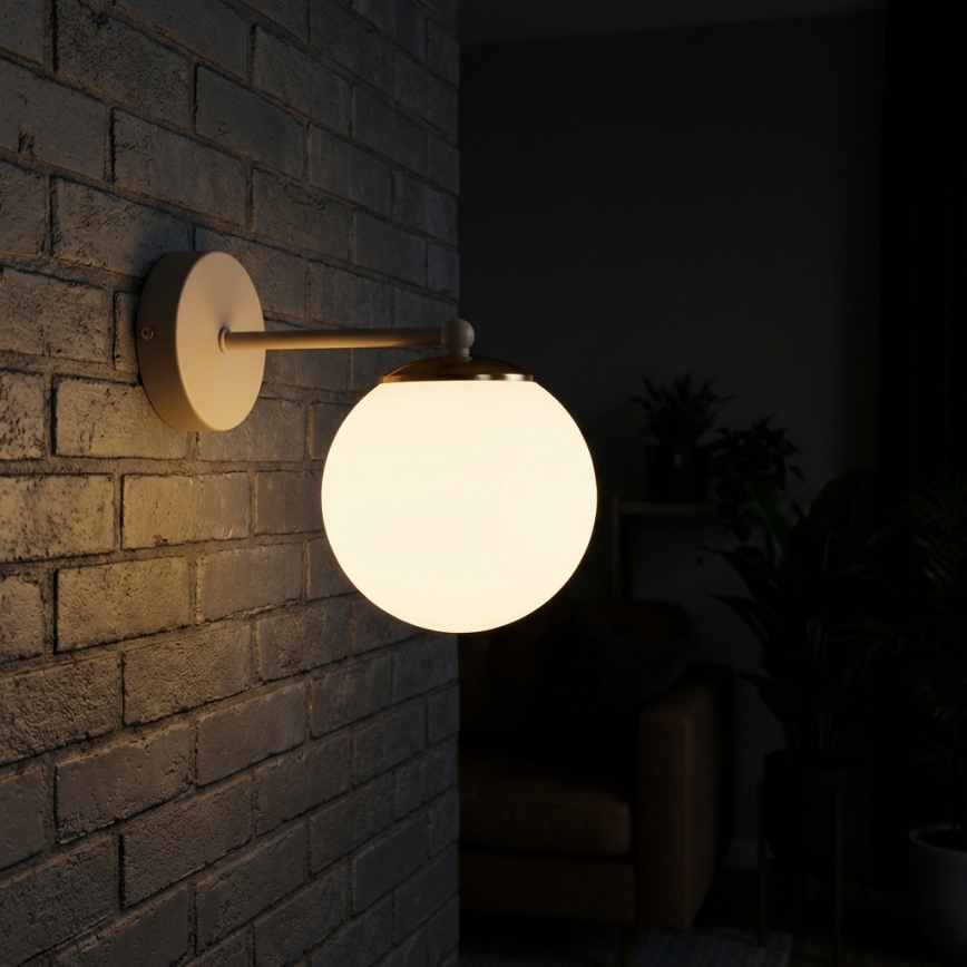 Brilagi - Επιτοίχιο φωτιστικό MILO ECRU 1xE27/60W/230V μπεζ/χρυσό