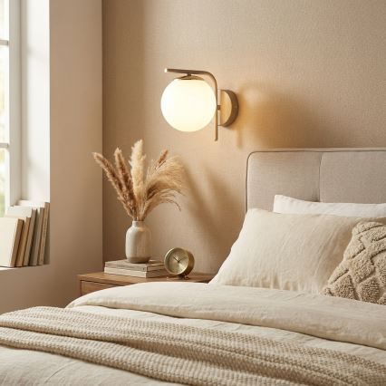 Brilagi - Επιτοίχιο φωτιστικό MILO ECRU 1xE27/60W/230V μπεζ/χρυσό