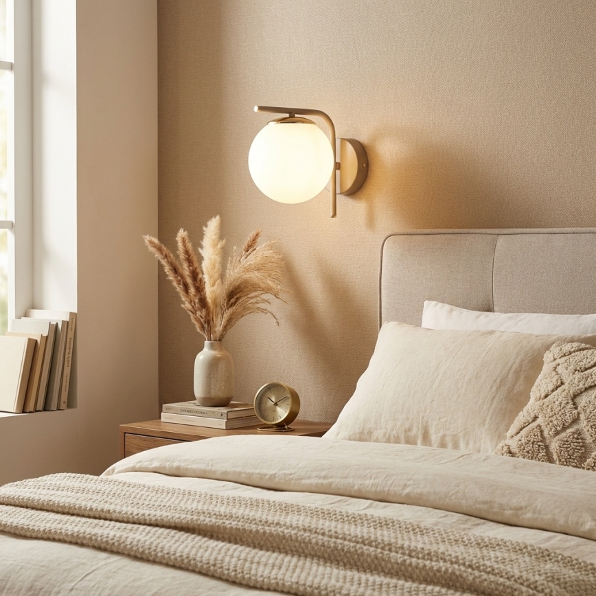 Brilagi - Επιτοίχιο φωτιστικό MILO ECRU 1xE27/60W/230V μπεζ/χρυσό