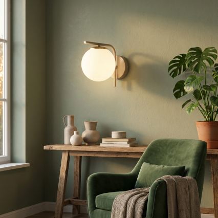 Brilagi - Επιτοίχιο φωτιστικό MILO ECRU 1xE27/60W/230V μπεζ/χρυσό