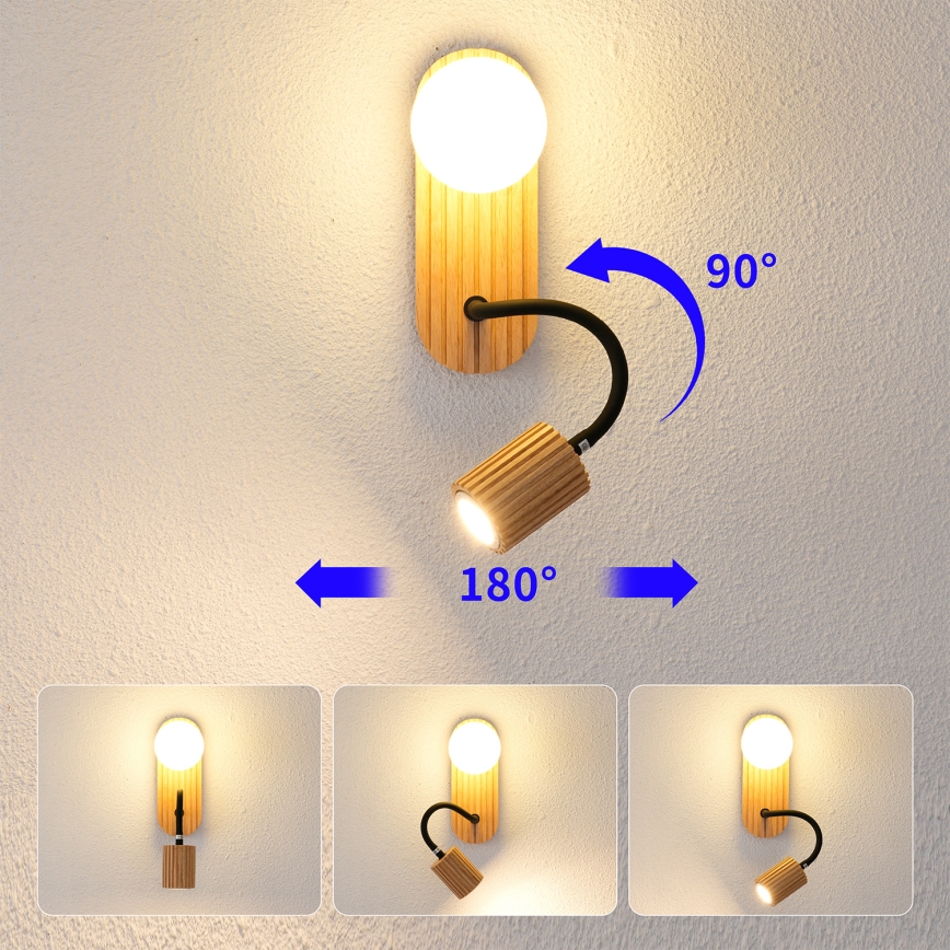 Brilagi - Επιτοίχιο φωτιστικό MODERN WOOD 1xG9/5W/230V + 1xGU10/8W ξύλινο