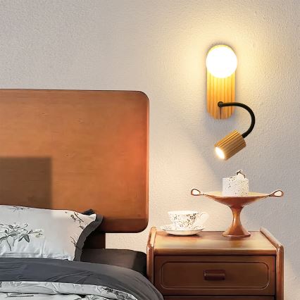 Brilagi - Επιτοίχιο φωτιστικό MODERN WOOD 1xG9/5W/230V + 1xGU10/8W ξύλινο