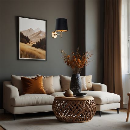 Brilagi - Επιτοίχιο φωτιστικό MONTE 1xE27/60W/230V μαύρο/χρυσό