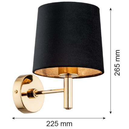 Brilagi - Επιτοίχιο φωτιστικό MONTE 1xE27/60W/230V μαύρο/χρυσό