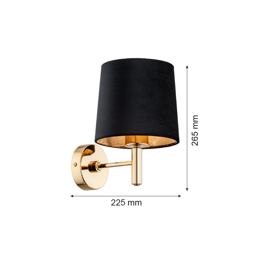 Brilagi - Επιτοίχιο φωτιστικό MONTE 1xE27/60W/230V μαύρο/χρυσό
