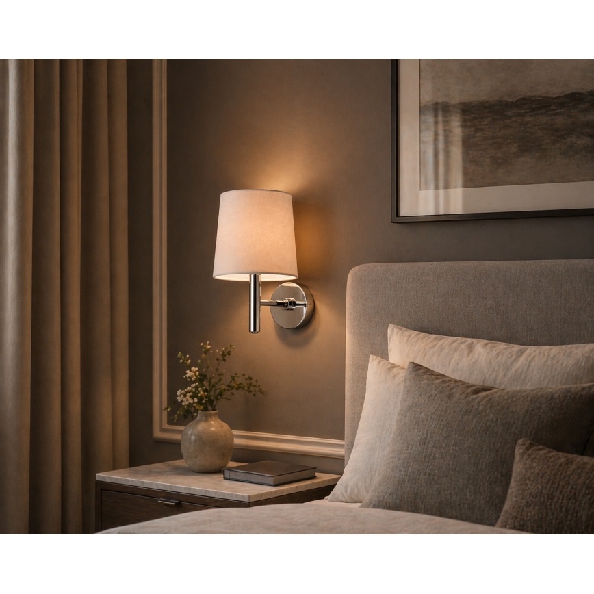 Brilagi - Επιτοίχιο φωτιστικό MONTE 1xE27/60W/230V μπεζ/γυαλιστερό χρώμιο