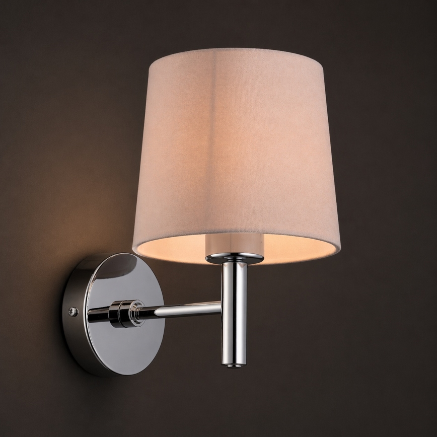 Brilagi - Επιτοίχιο φωτιστικό MONTE 1xE27/60W/230V μπεζ/γυαλιστερό χρώμιο