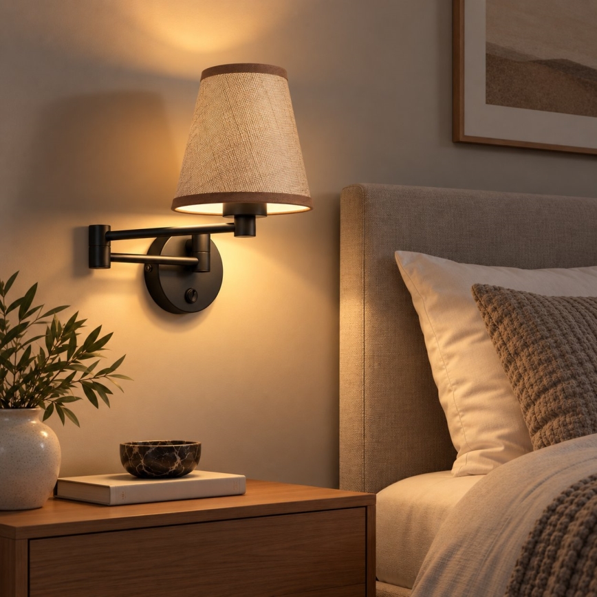 BRILAGI - Επιτοίχιο φωτιστικό NUBILA 1xE27/15W/230V καφέ/μαύρο