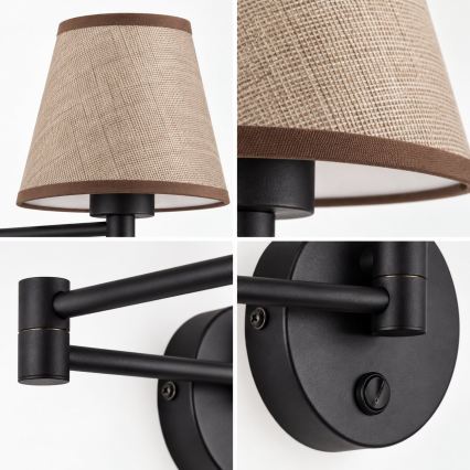 BRILAGI - Επιτοίχιο φωτιστικό NUBILA 1xE27/15W/230V καφέ/μαύρο