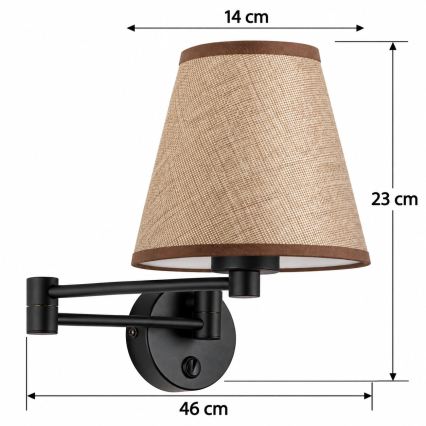 BRILAGI - Επιτοίχιο φωτιστικό NUBILA 1xE27/15W/230V καφέ/μαύρο