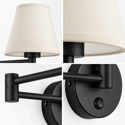 BRILAGI - Επιτοίχιο φωτιστικό NUBILA 1xE27/15W/230V κρεμ/μαύρο