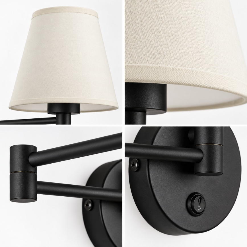 BRILAGI - Επιτοίχιο φωτιστικό NUBILA 1xE27/15W/230V κρεμ/μαύρο