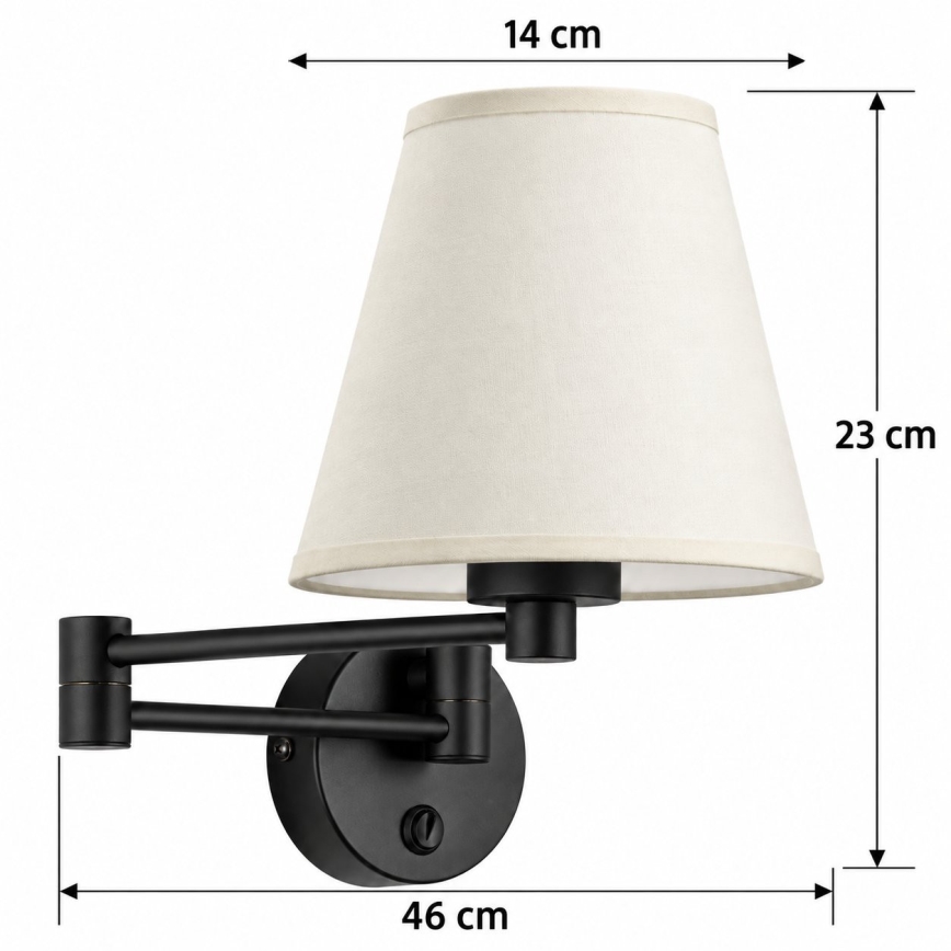 BRILAGI - Επιτοίχιο φωτιστικό NUBILA 1xE27/15W/230V κρεμ/μαύρο