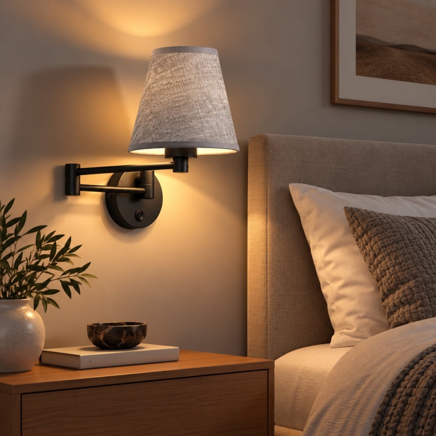 BRILAGI - Επιτοίχιο φωτιστικό NUBILA 1xE27/15W/230V γκρι/μαύρο