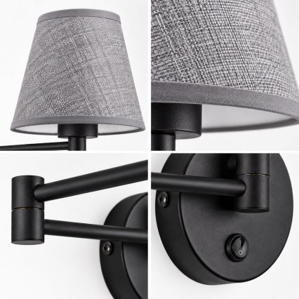 BRILAGI - Επιτοίχιο φωτιστικό NUBILA 1xE27/15W/230V γκρι/μαύρο