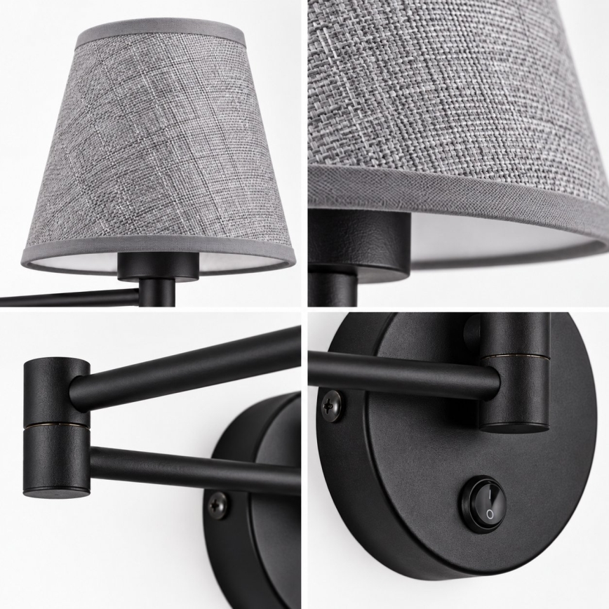 BRILAGI - Επιτοίχιο φωτιστικό NUBILA 1xE27/15W/230V γκρι/μαύρο