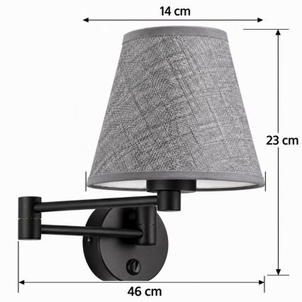 BRILAGI - Επιτοίχιο φωτιστικό NUBILA 1xE27/15W/230V γκρι/μαύρο