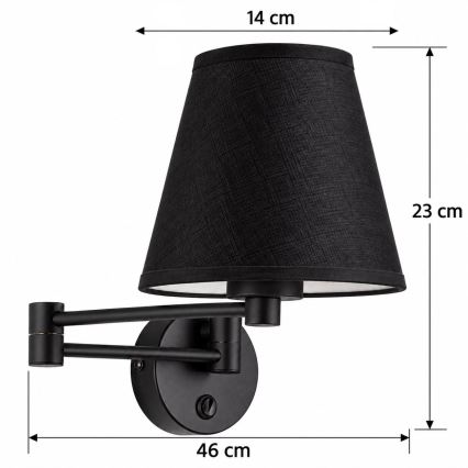 BRILAGI - Επιτοίχιο φωτιστικό NUBILA 1xE27/15W/230V μαύρο