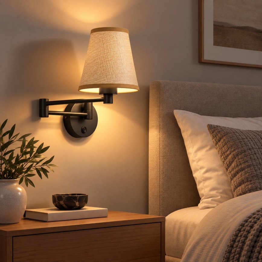 BRILAGI - Επιτοίχιο φωτιστικό NUBILA 1xE27/15W/230V μπεζ/μαύρο