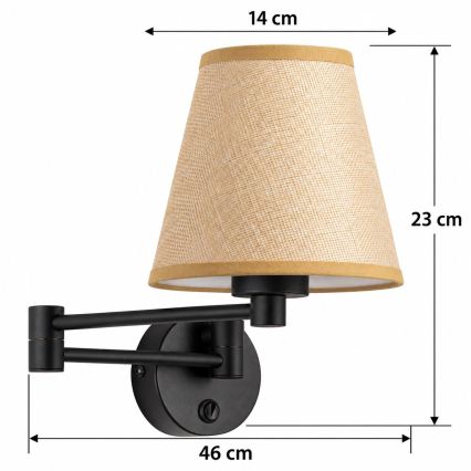BRILAGI - Επιτοίχιο φωτιστικό NUBILA 1xE27/15W/230V μπεζ/μαύρο