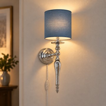 BRILAGI - Επιτοίχιο φωτιστικό NUBILA 1xE27/60W/230V γυαλιστερό χρώμιο/σκούρο μπλε