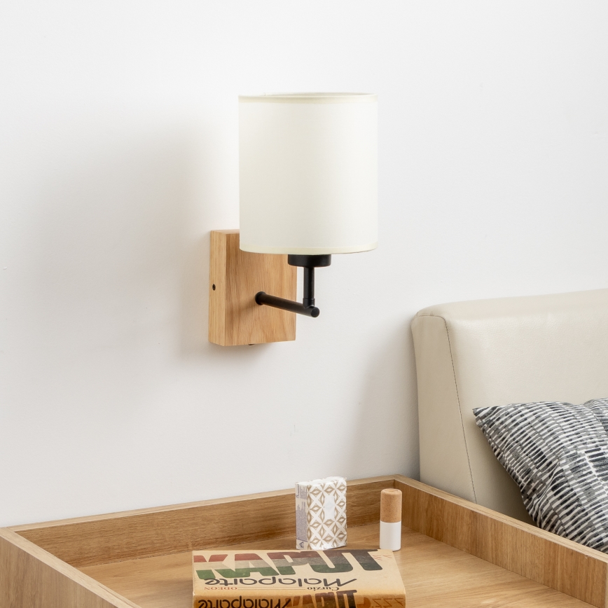 Brilagi - Επιτοίχιο φωτιστικό NUBILA WOOD 1xE27/25W/230V δρυς/μαύρο/κρεμ