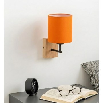 Brilagi - Επιτοίχιο φωτιστικό NUBILA WOOD 1xE27/25W/230V δρυς/μαύρο/πορτοκαλί