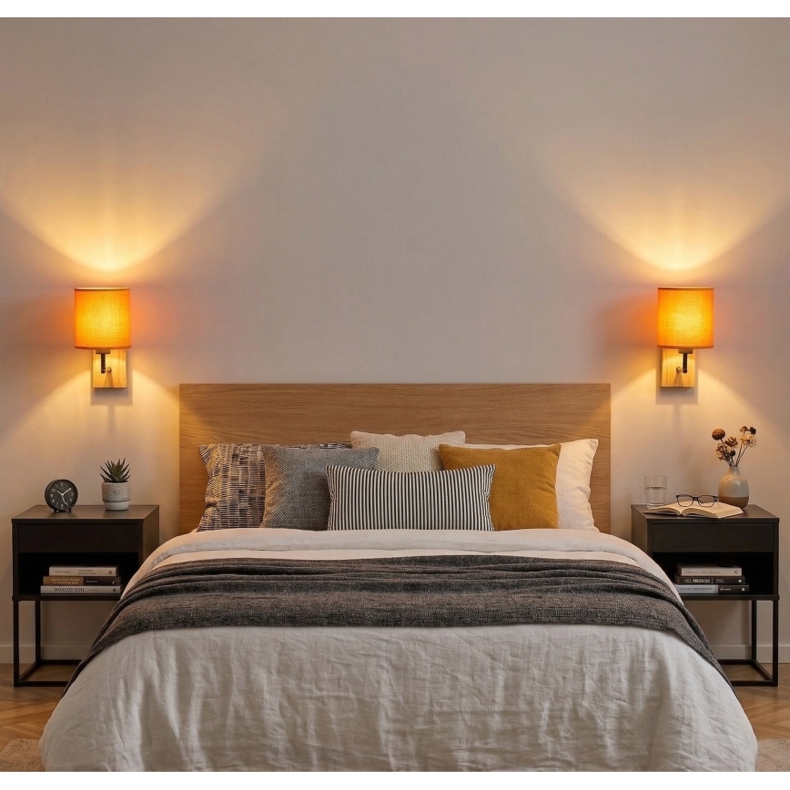 Brilagi - Επιτοίχιο φωτιστικό NUBILA WOOD 1xE27/25W/230V δρυς/μαύρο/πορτοκαλί
