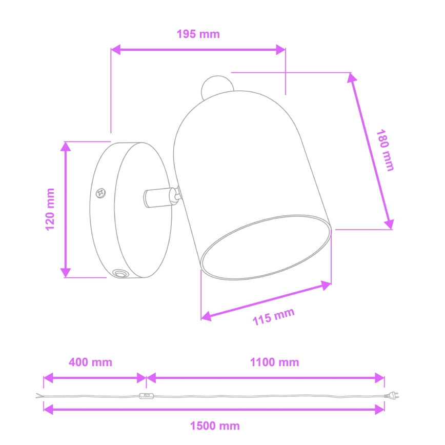 Brilagi - Επιτοίχιο φωτιστικό σποτ GALLION 1xE27/15W/230V μαύρο