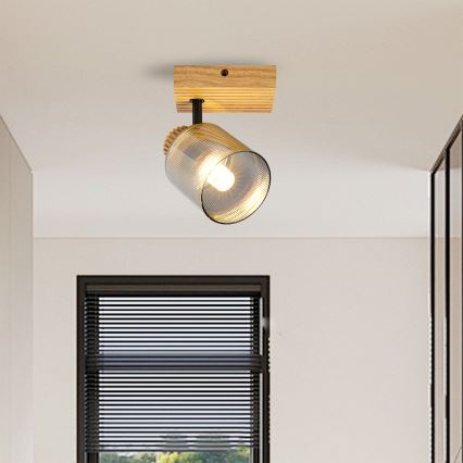 Brilagi - Επιτοίχιο φωτιστικό σποτ HYGGE 1xE14/15W/230V καουτσουκόξυλο/καπνιστό