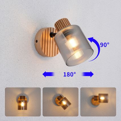 Brilagi - Επιτοίχιο φωτιστικό σποτ HYGGE 1xE14/15W/230V ξύλο καουτσουκόδεντρου/καπνιστό