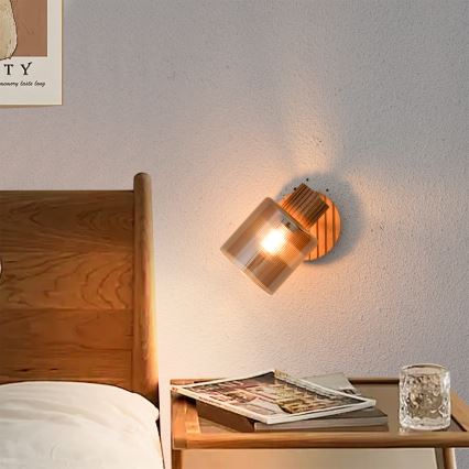 Brilagi - Επιτοίχιο φωτιστικό σποτ HYGGE 1xE14/15W/230V ξύλο καουτσουκόδεντρου/καπνιστό