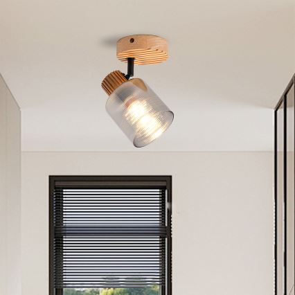 Brilagi - Επιτοίχιο φωτιστικό σποτ HYGGE 1xE14/15W/230V ξύλο καουτσουκόδεντρου/καπνιστό