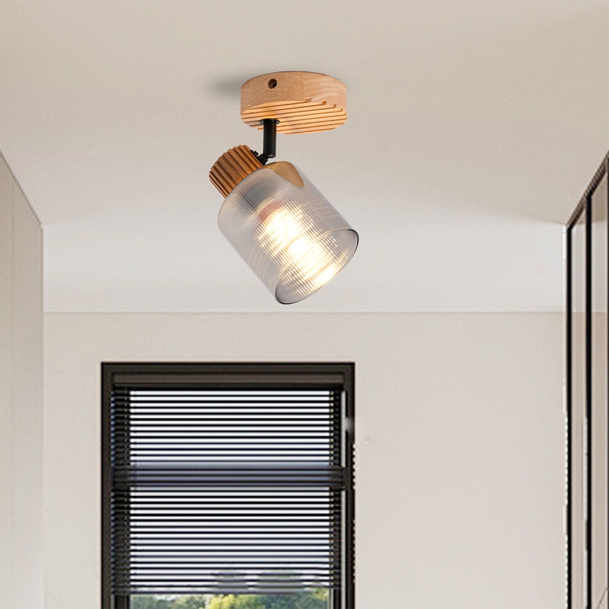 Brilagi - Επιτοίχιο φωτιστικό σποτ HYGGE 1xE14/15W/230V ξύλο καουτσουκόδεντρου/καπνιστό