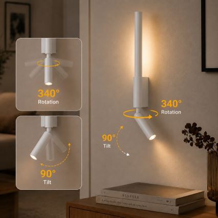 BRILAGI - Επιτοίχιο φωτιστικό σποτ LED VIXON LED/3W/230V + LED/5W λευκό CRI 90