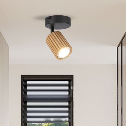 Brilagi - Επιτοίχιο φωτιστικό σποτ MODERN WOOD 1xGU10/8W/230V ξύλο καουτσούκ/μαύρο
