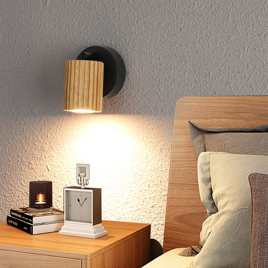 Brilagi - Επιτοίχιο φωτιστικό σποτ MODERN WOOD 1xGU10/8W/230V ξύλο/μαύρο